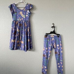 Dot Dot Smile 5/6 girls California flutter sleeve twirl dress & leggings set